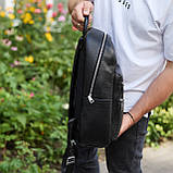 Міський чоловічий рюкзак із натуральної шкіри 41х30х17, наплічна сумка для ноутбука та документів, чорний, фото 10
