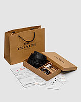 Женский Ремень Коуч Брендовый Черный Классический Кожаный С Серебристой Фурнитурой Coach DBUY Жіночий Ремінь