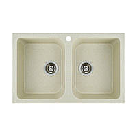 Гранітна мийка для кухні Platinum 7648W TWIN глянець Пісок