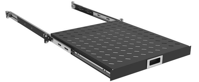 Полиця ZPAS 19", 1U, висувна, глибиною 450-550 мм, чорна, фото 1