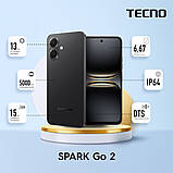 Смартфон TECNO Spark Go 2 (KM4) 6.67" 4/128 ГБ, 2SIM, 5000 мА•год, Ink Black, фото 3