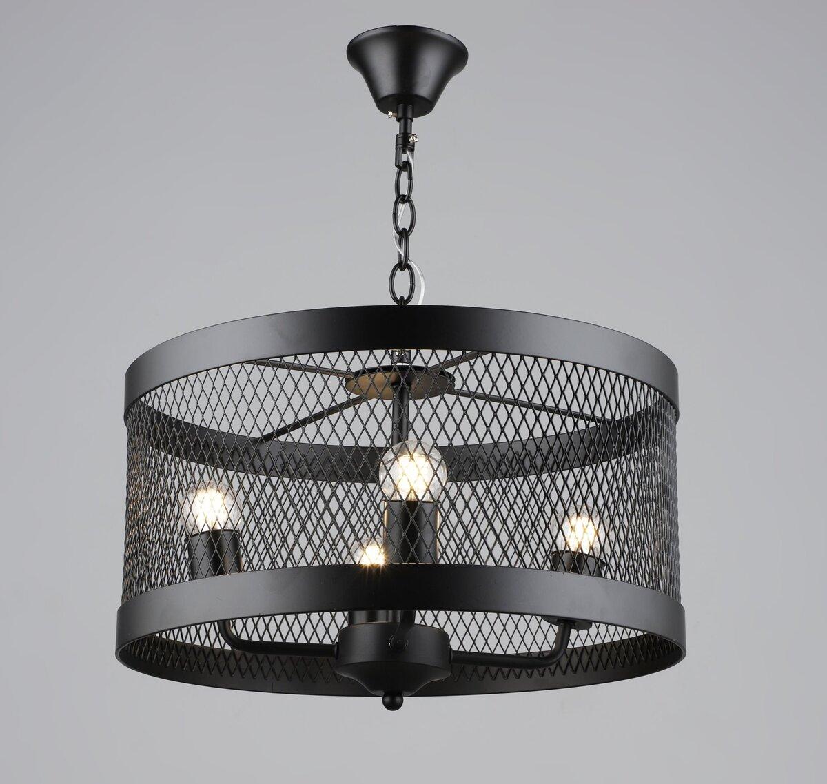 Люстра підвісна в стилі лофт металева Sirius B S2459/4 BK чорна, фото 1
