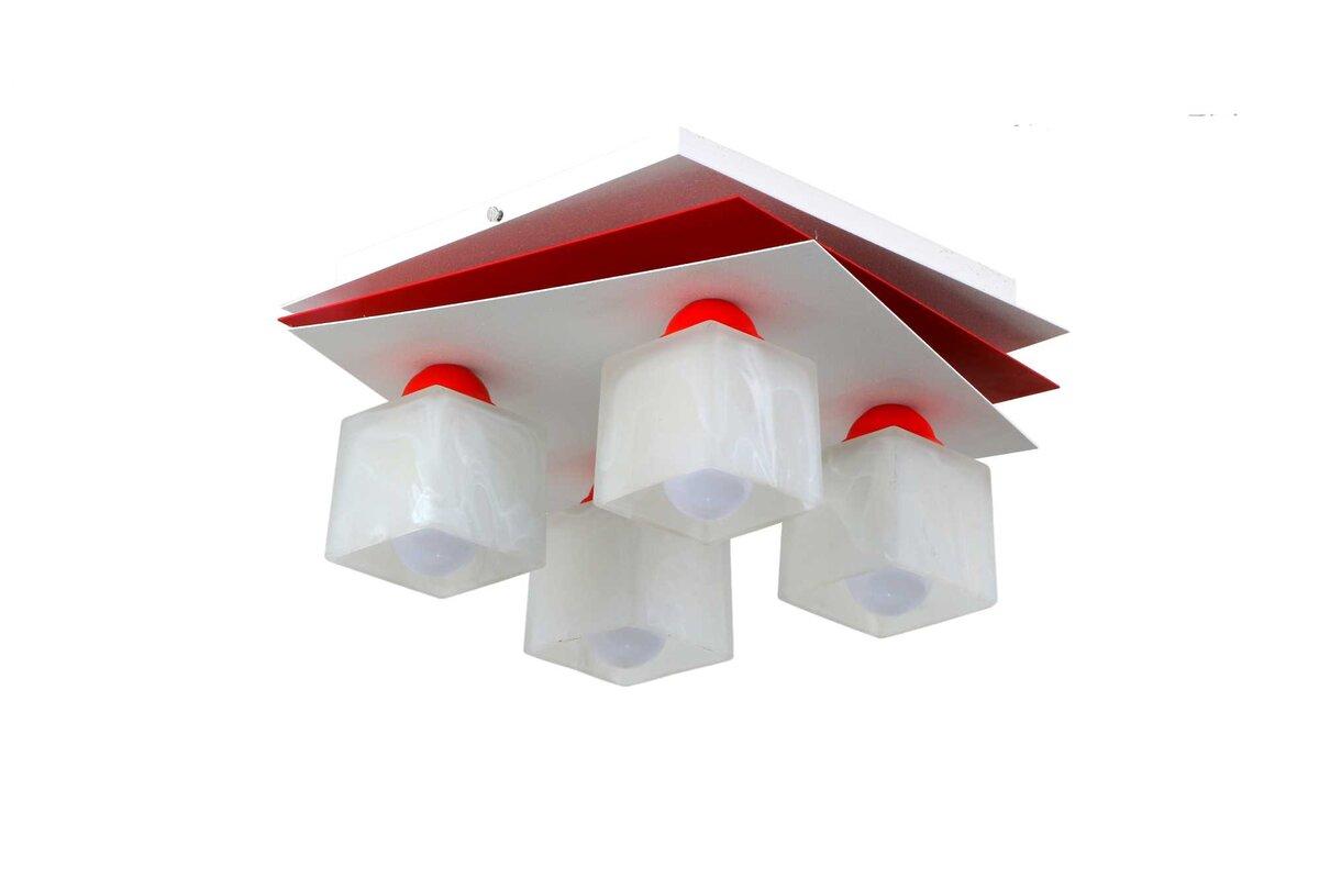 Люстра металева виробництво Sirius PR 1007/4 білий+червоний на 4 плафона, фото 1