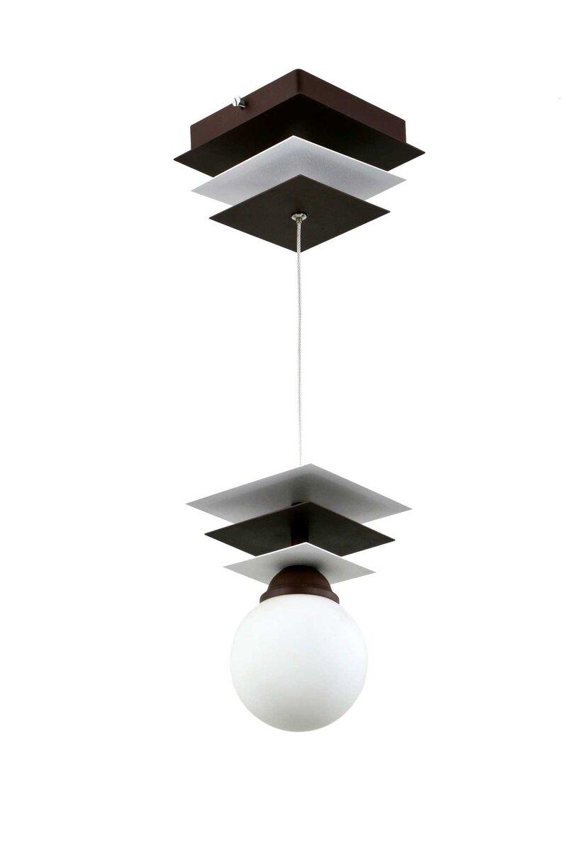 Люстра підвісна металева виробництво Sirius PR 1018/1 коричневий+білий на 1 плафон, фото 1