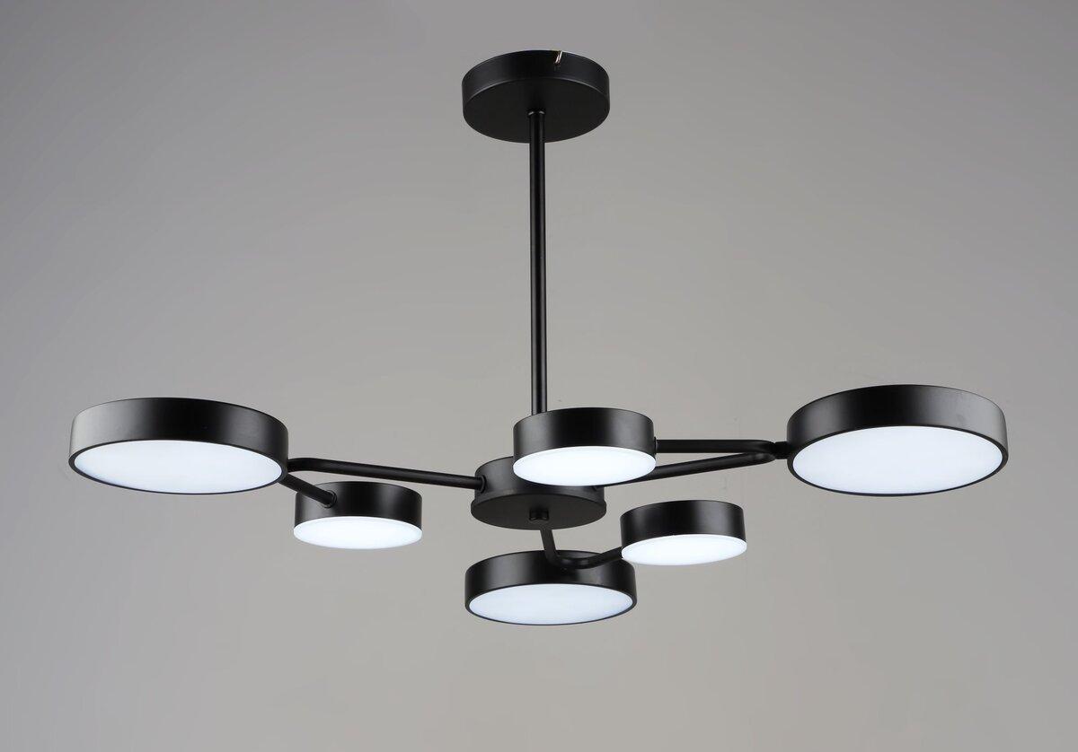 Люстра підвісна світлодіодна VALESO B YH1354/3+3 BK 63W, фото 1