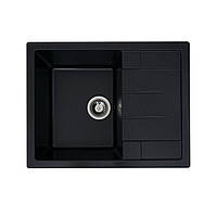Гранітна мийка для кухні VALESO 6550 INTENSO матова Чорний металік