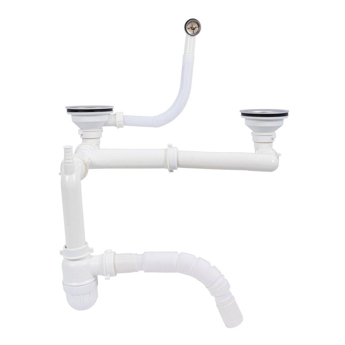 Сифон подвійний для гранітних мийок з переливом VALESO (арт. 840), фото 1