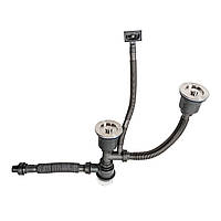 Сифон подвійний для мийок Handmade HB340 Platinum