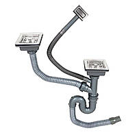 Сифон подвійний для мийок Handmade (квадратний сифон,квадратний перелив)