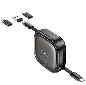Кабель Hoco U140 Retractable charging data cable set Black, фото 1