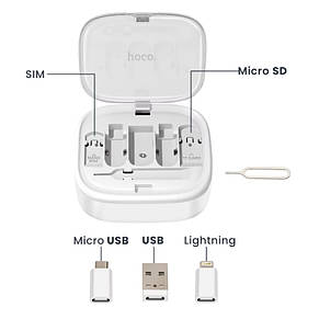 Кабель Hoco U140 Retractable charging data cable set White, фото 3