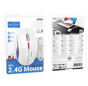 Комп'ютерна миша Hoco GM40 Dixon RGB dual-mode wireless mouse(rechargeable version) White, фото 2