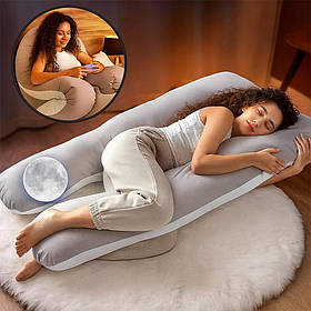Подушка для вагітних і годуючих XL майбутнім мамам для сну  U-подібна підкова обіймашка Mothercare сірий
