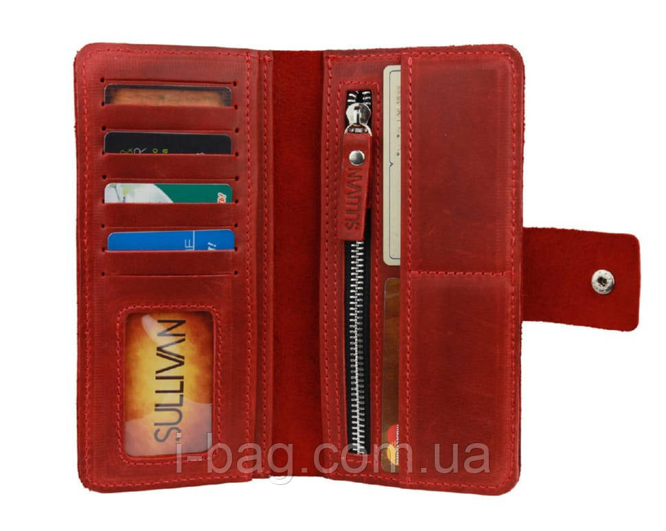 Гаманець жіночий великий шкіряний SULLIVAN 80251(10) червоний, фото 1
