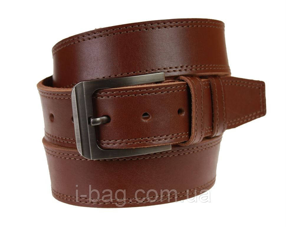 Ремінь чоловічий шкіряний джинсовий подвійна строчка SULLIVAN 112-107 (9) 115-150 см світло-коричневий, фото 1