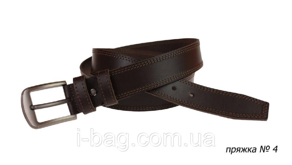 Ремінь шкіряний джинсовий подвійна строчка SULLIVAN RMK-21 (8) 115-150 см коричневий, фото 1