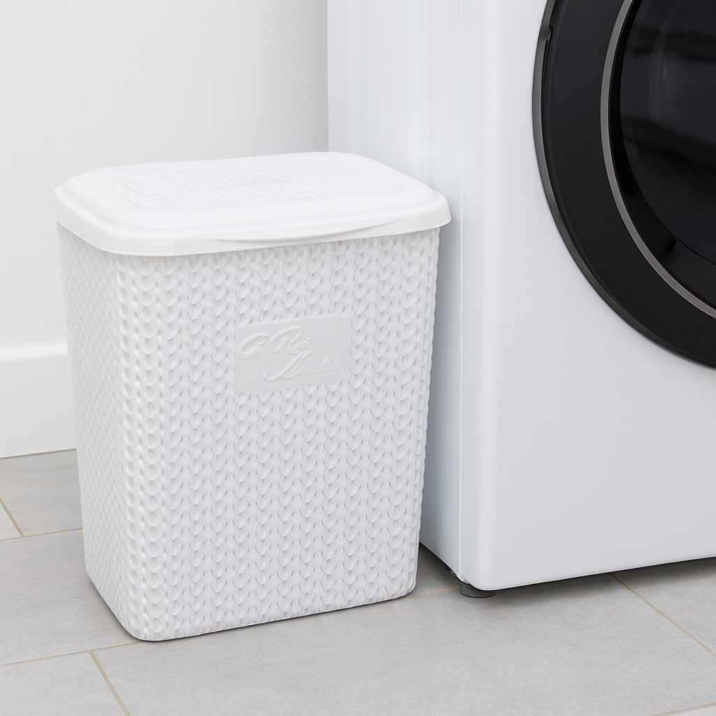 Корзина пластикова для порошку з кришкою біла 8 л Violet House