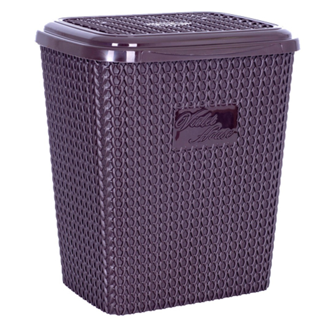 Корзина пластикова для порошку з кришкою баклажан 8 л Violet House