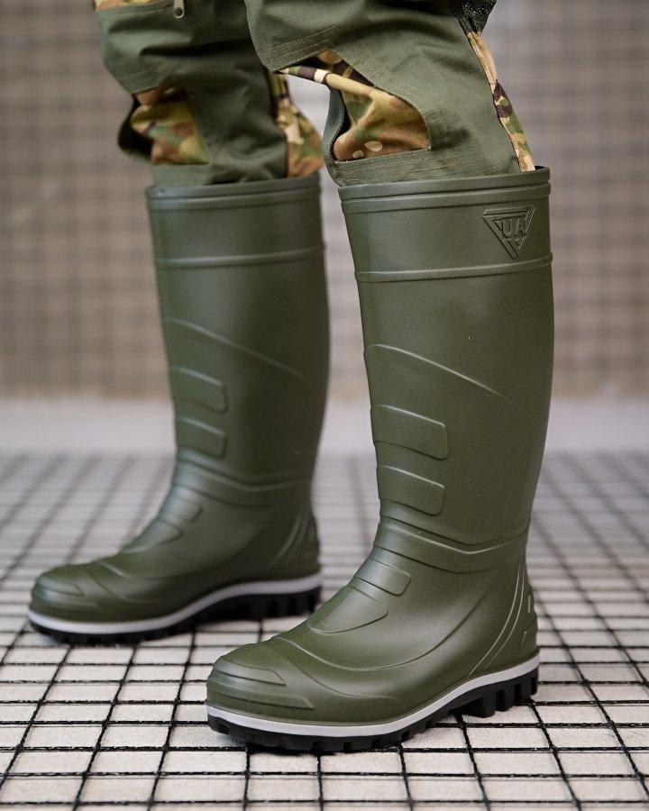 Резинові сапоги олива чоловічі гумові чоботи для риболовлі, полювання та господарства