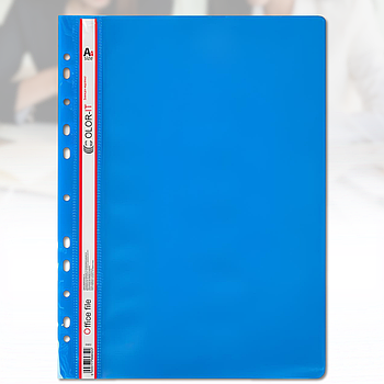 Пластиковий скорозшивач А4 з перфорацією Синій "C"