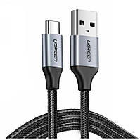Кабель USB to Type-C Ugreen Cable Nickel Plating Aluminum Braid 3A 1.5m (Black)