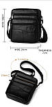 Сумка чоловіча шкіряна через плече Барсетка месенджер з натуральної шкіри Чорна, фото 6