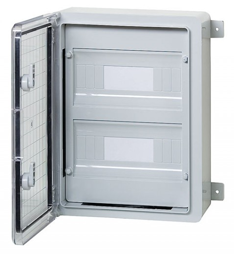 Пластиковий  щиток на 18 модулів IP65 вологозахищений 250х350х150 непрозора дверцята