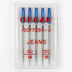 Набір голок для швейних машин Organ Jeans №90-100, 5 шт