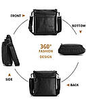 Сумка чоловіча шкіряна через плече Барсетка месенджер з натуральної шкіри Чорна, фото 6