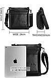 Сумка чоловіча шкіряна через плече Барсетка месенджер з натуральної шкіри Чорна, фото 8