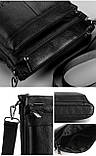 Сумка чоловіча шкіряна через плече Барсетка месенджер з натуральної шкіри Чорна, фото 10