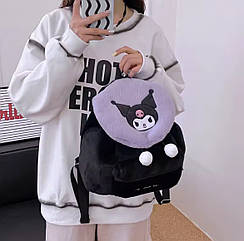 Дитячий хутровий рюкзак 1 шт/уп 30*25*7 КУРОМІ ЧОРНИЙ