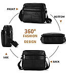 Сумка чоловіча шкіряна через плече Барсетка месенджер з натуральної шкіри Чорна, фото 4