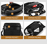 Сумка чоловіча шкіряна через плече Барсетка месенджер з натуральної шкіри Чорна, фото 7