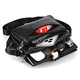 Сумка чоловіча шкіряна через плече Барсетка месенджер з натуральної шкіри Чорна, фото 6