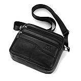Сумка чоловіча шкіряна через плече Барсетка месенджер з натуральної шкіри Чорна, фото 3