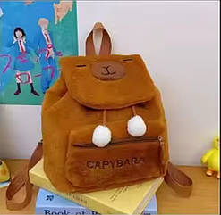 Дитячий хутровий рюкзак 1 шт/уп 26*27*11 КАПИБАРА КОРИЧНЕВИЙ