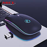 Бездротова ігрова миша iMICE Black з акумулятором та LED підсвіткою, геймерська мишка для ноутбука Чорна, фото 3