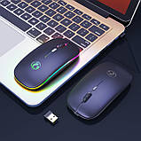 Бездротова ігрова миша iMICE Black з акумулятором та LED підсвіткою, геймерська мишка для ноутбука Чорна, фото 8