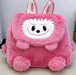 Дитячий хутровий рюкзак 1 шт/уп 22*23*11 ЛАБУБУ РОЖЕВИЙ