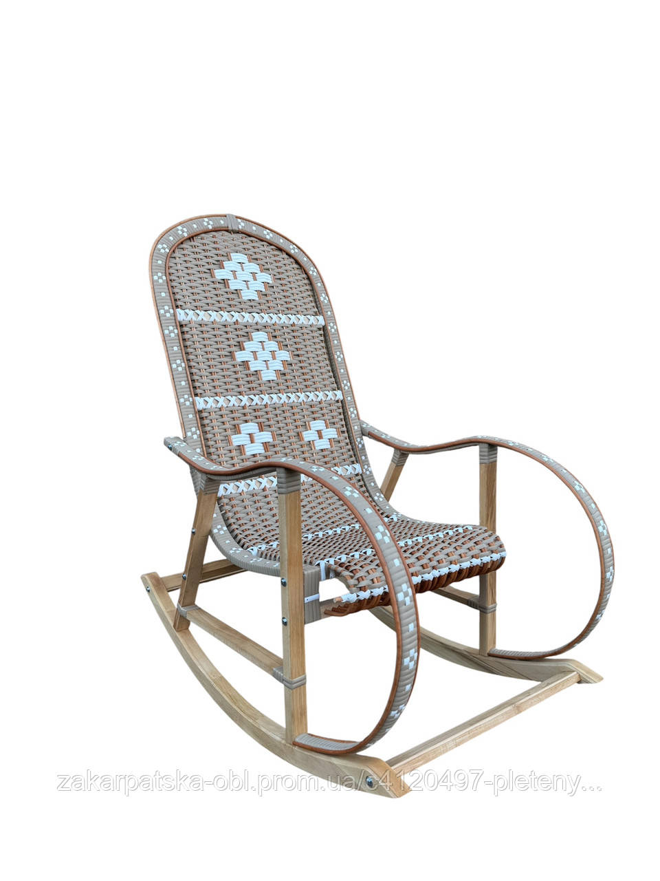 Крісло качалка «Вишиванка» в кольорі латте із білим ободком, фото 1