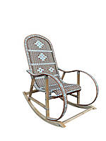 Крісло качалка «Вишиванка» в кольорі латте із білим ободком