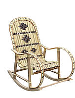 Крісло качалка «Вишиванка» в бежевому кольорі із коричневим ободком