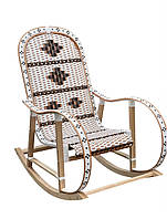 Крісло качалка « Вишиванка» в білому кольорі із коричневим ободком