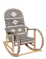 Крісло качалка «Вишиванка» в сірому кольорі із білим ободком