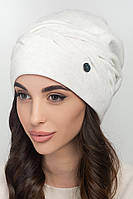 Женская вязаная шапка с люрексом Калина 0309 белый меланж