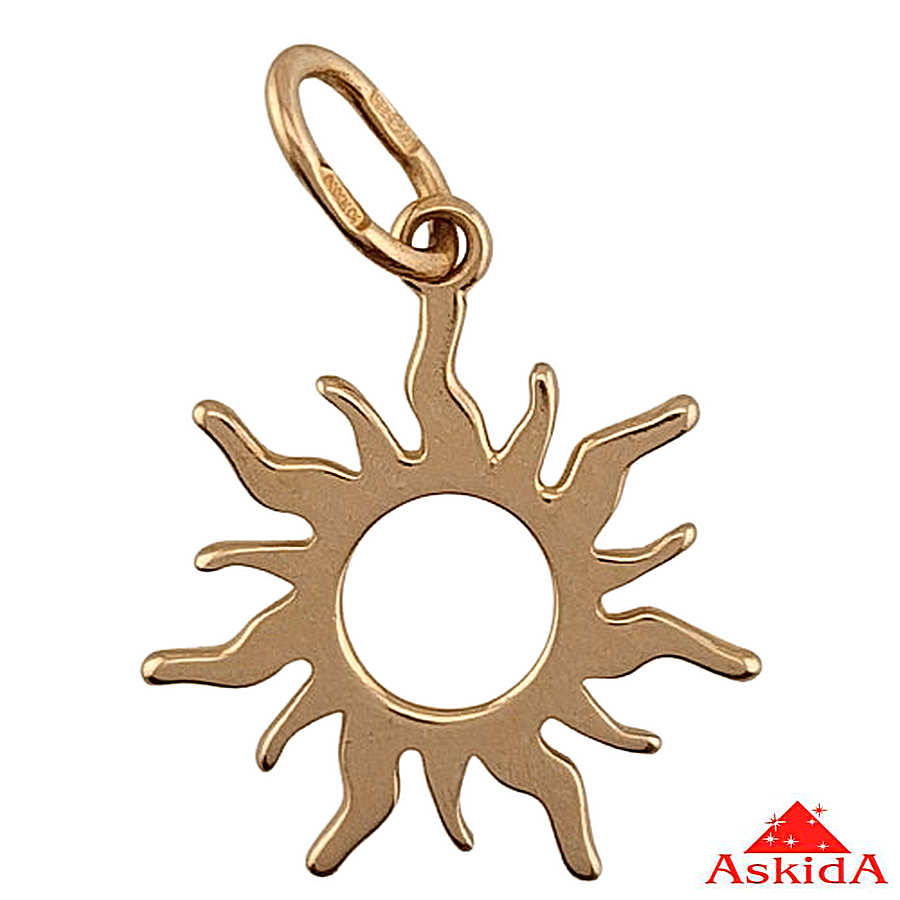 Золота підвіска маленьке "Сонце" діаметр 15 мм, вага 0.82, фото 1