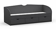 Односпальне ліжко L-8 Kontinent 80х200 см із шухлядами Антрацит 203х83,4х76,6 см. Доставка по всій Україні