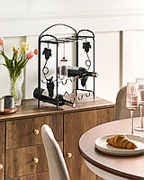 Декоративна стійка для вина та келихів DONEGAL, металева, чорна