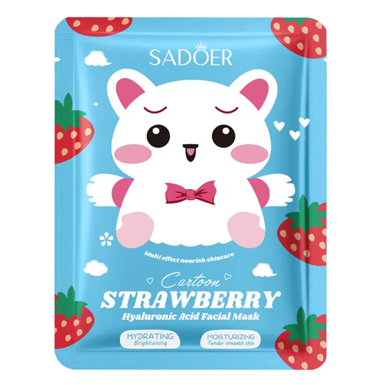 Тканинна маска для обличчя SADOER Cartoon Strawberry Hyaluronic Acid зволожуюча 25 г